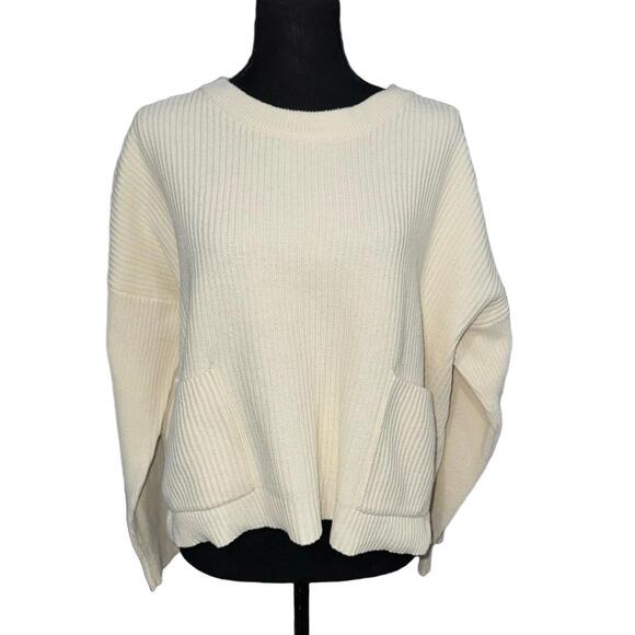 MADEWELL Women’s Patch Pocket Pullover Sweater in Bright Ivory-Size X-Large - Picture 4 of 10
